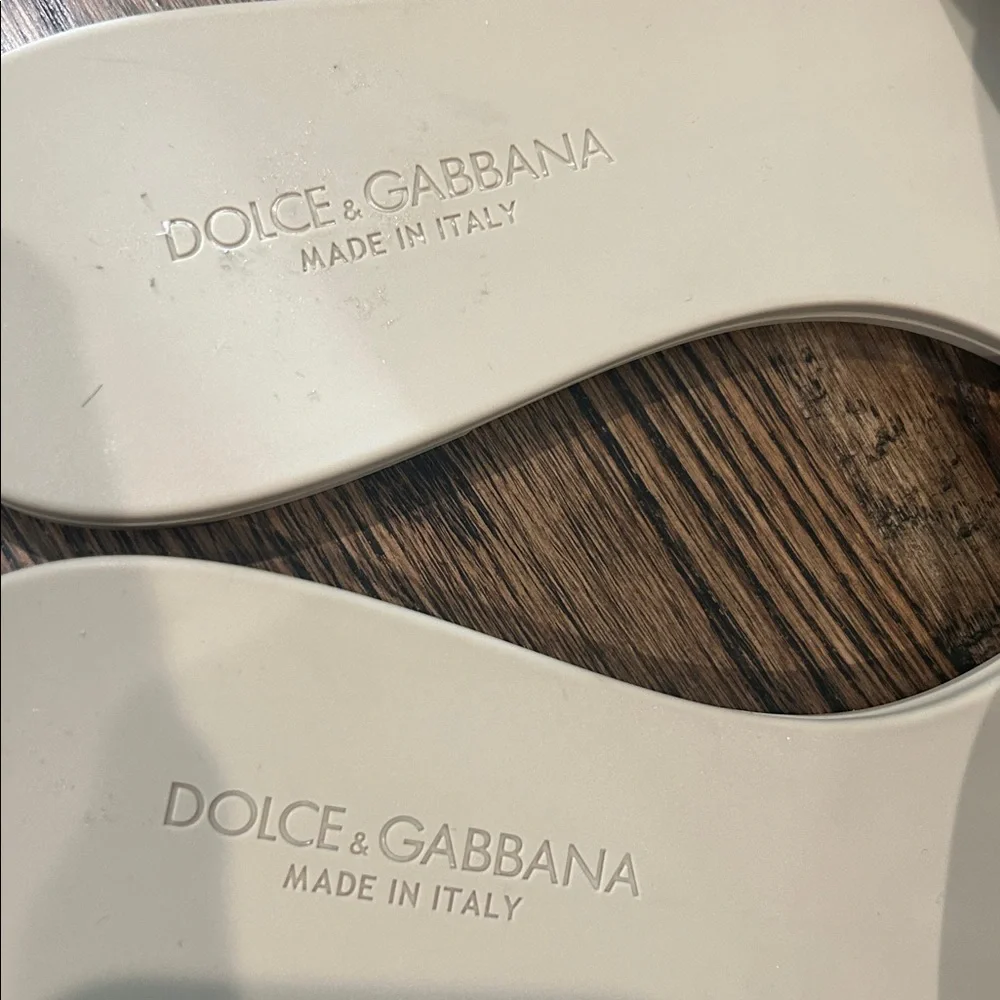 Dolce & Gabbana Bianca Interlock Slide Sandals Beige Logo Slides Size 38 Summer - Picture 5 of 9